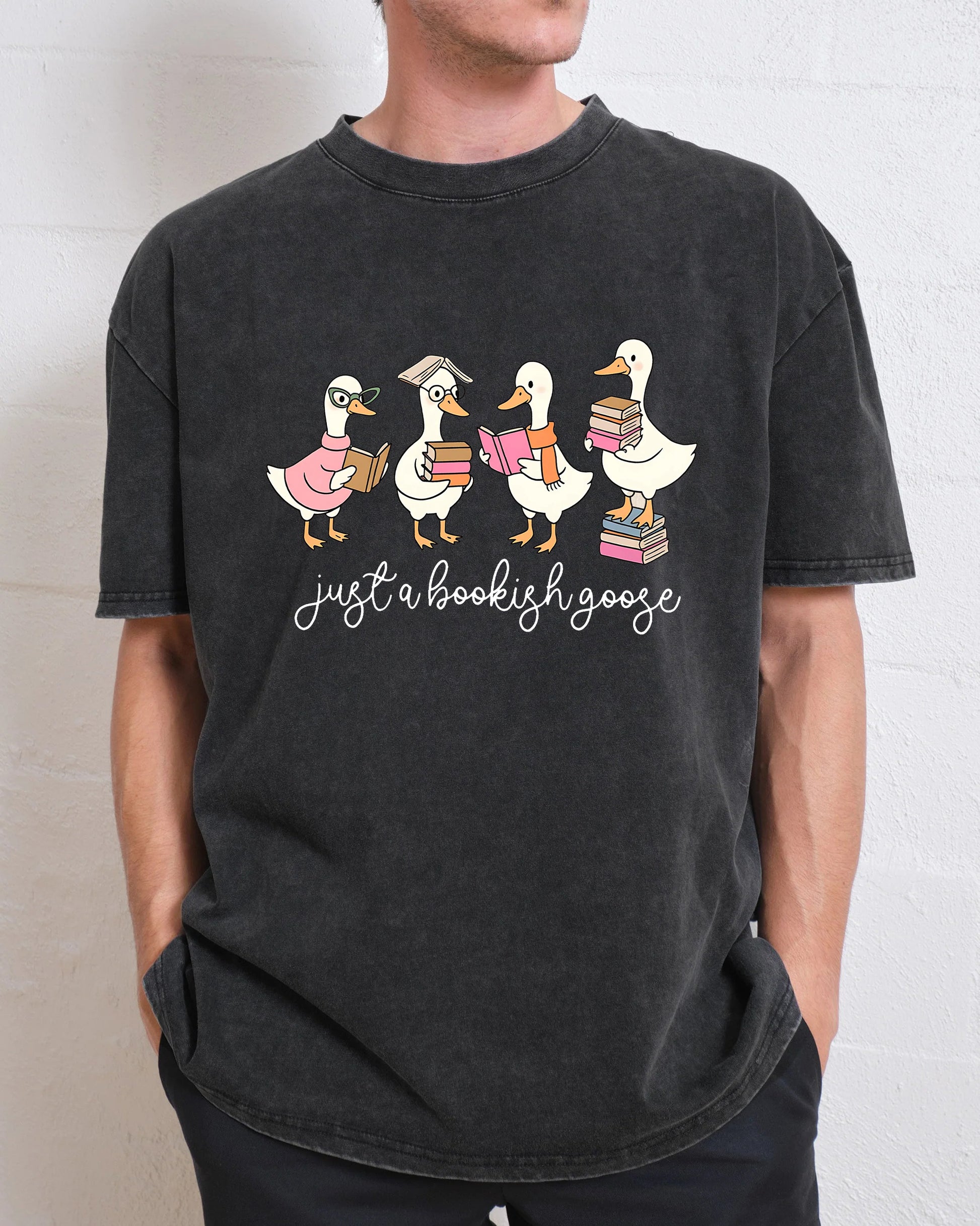 Just A Bookish Goose Washed T-Shirt
