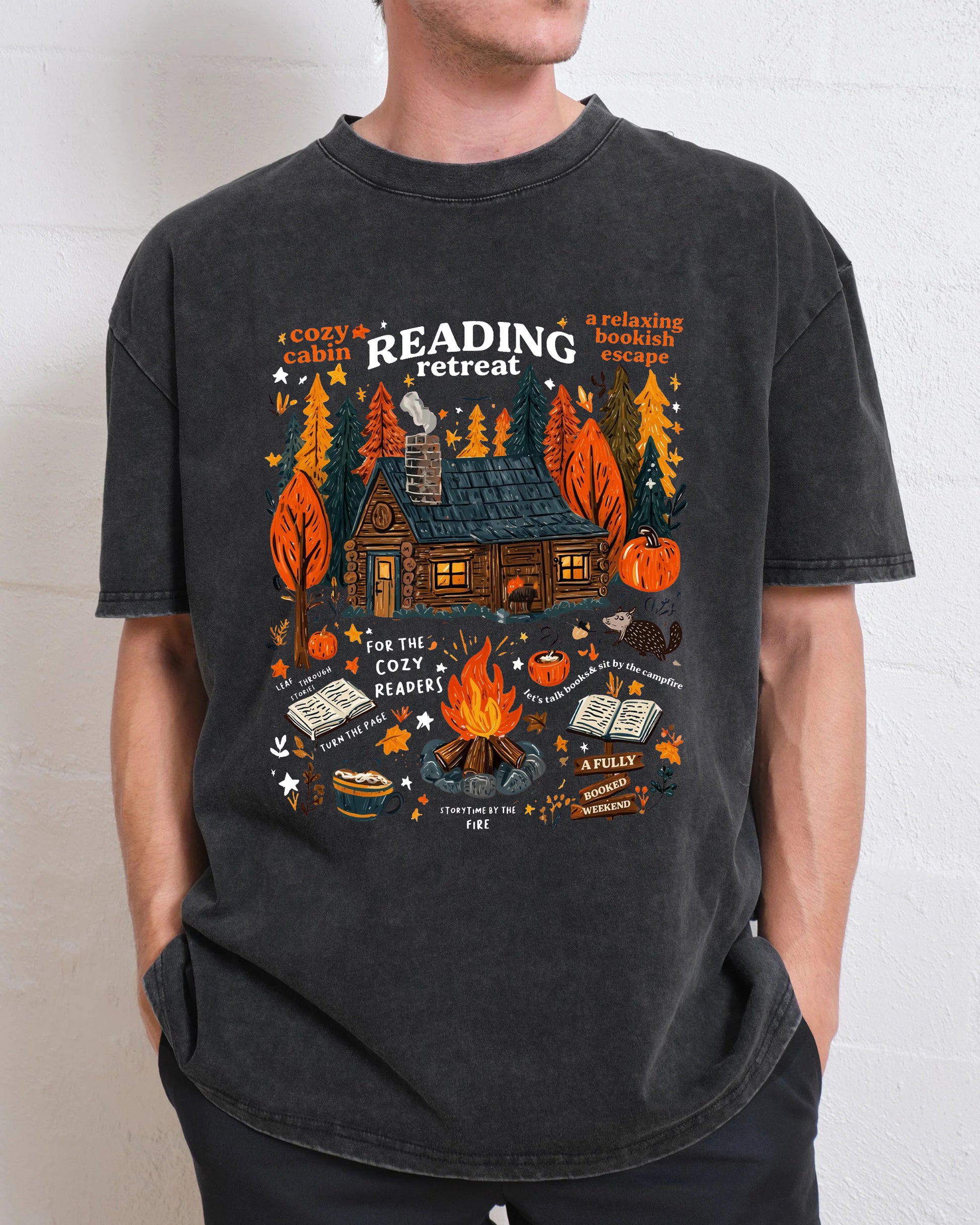Cozy Cabin Reading Retreat Washed T-Shirt