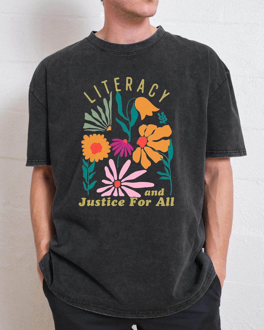 Literacy and Justice for All Washed T-Shirt