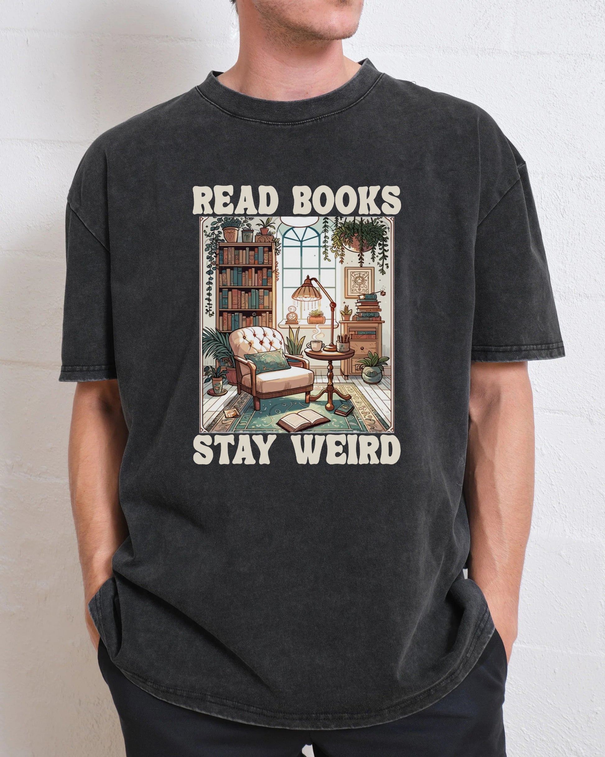 Read Books Stay Weird Book Lover Washed T-Shirt