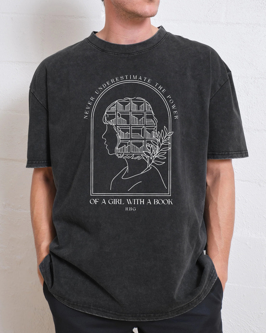 Never Underestimate The Power of A Girl With A Book Washed T-Shirt