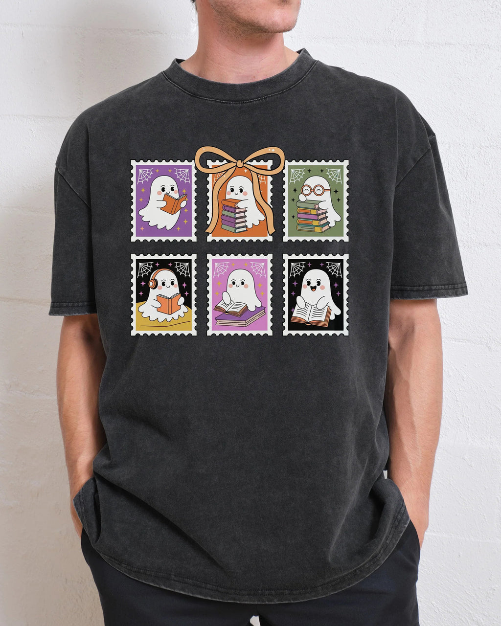 Reading Ghost Halloween Washed T-Shirt
