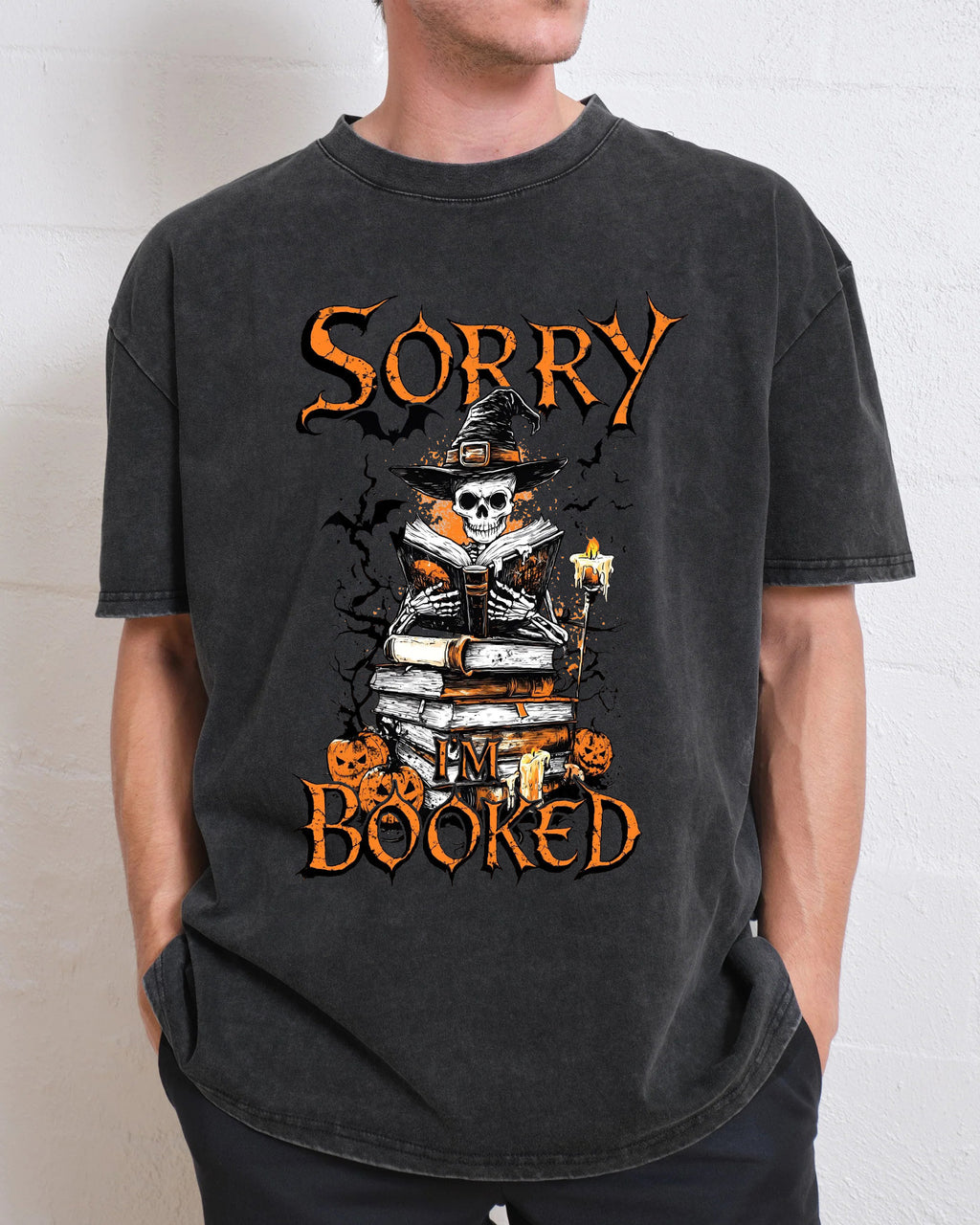 Halloween I'm Booked Washed T-Shirt