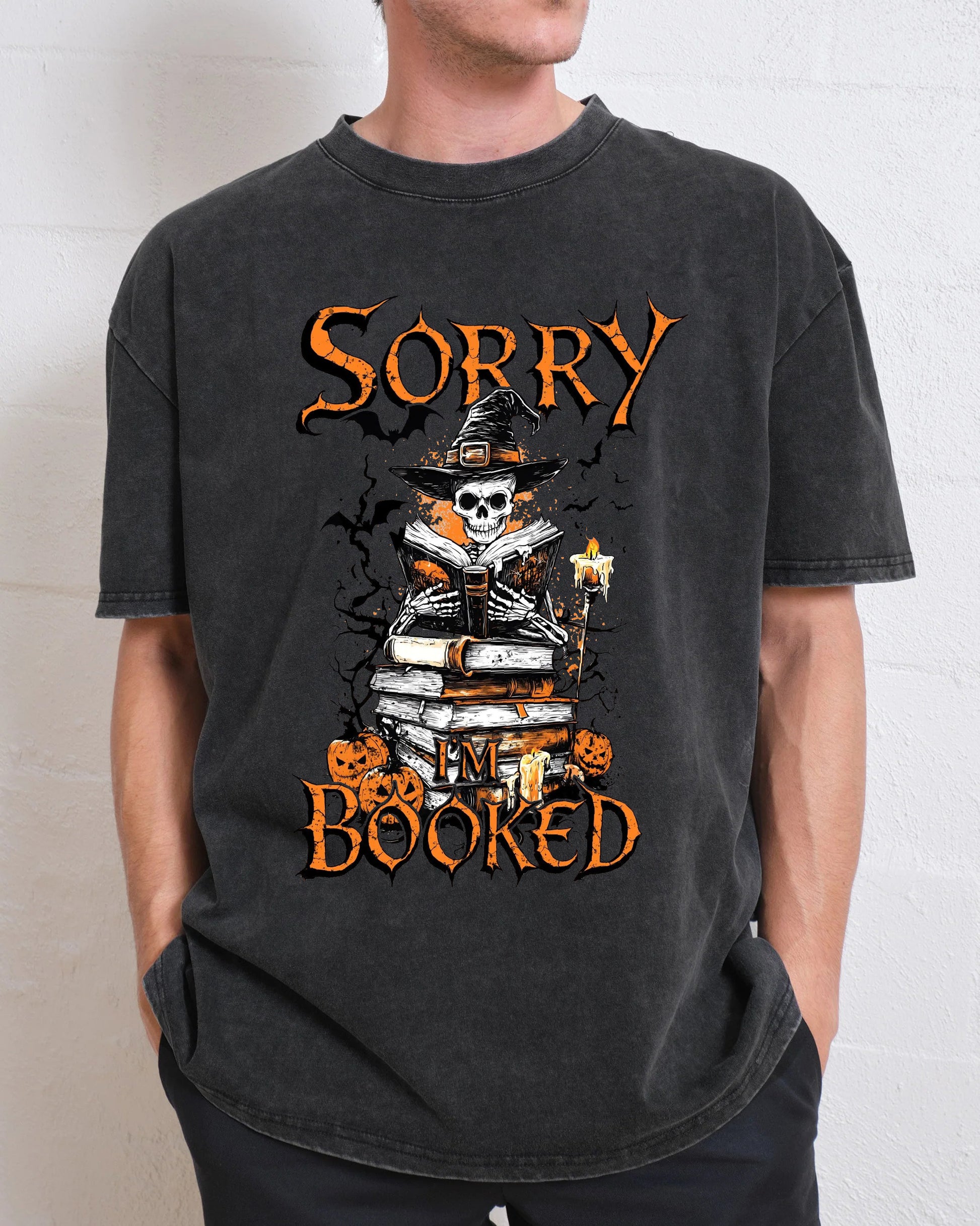 Halloween I'm Booked Washed T-Shirt