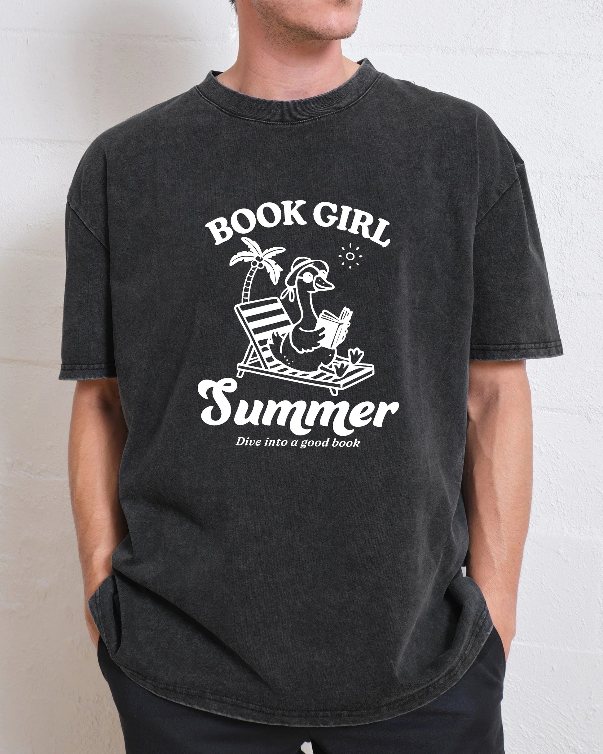 Book Girl Summer Dive Into A Good Book Washed T-Shirt