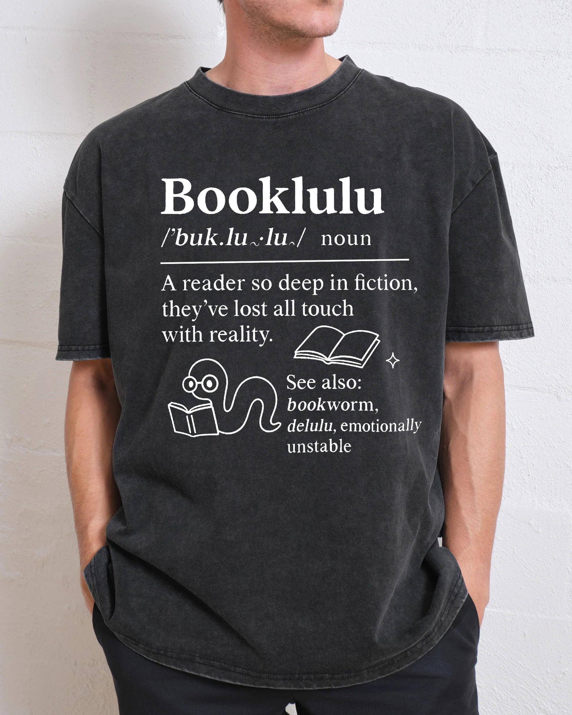 Booklulu Bookworm Washed T-Shirt