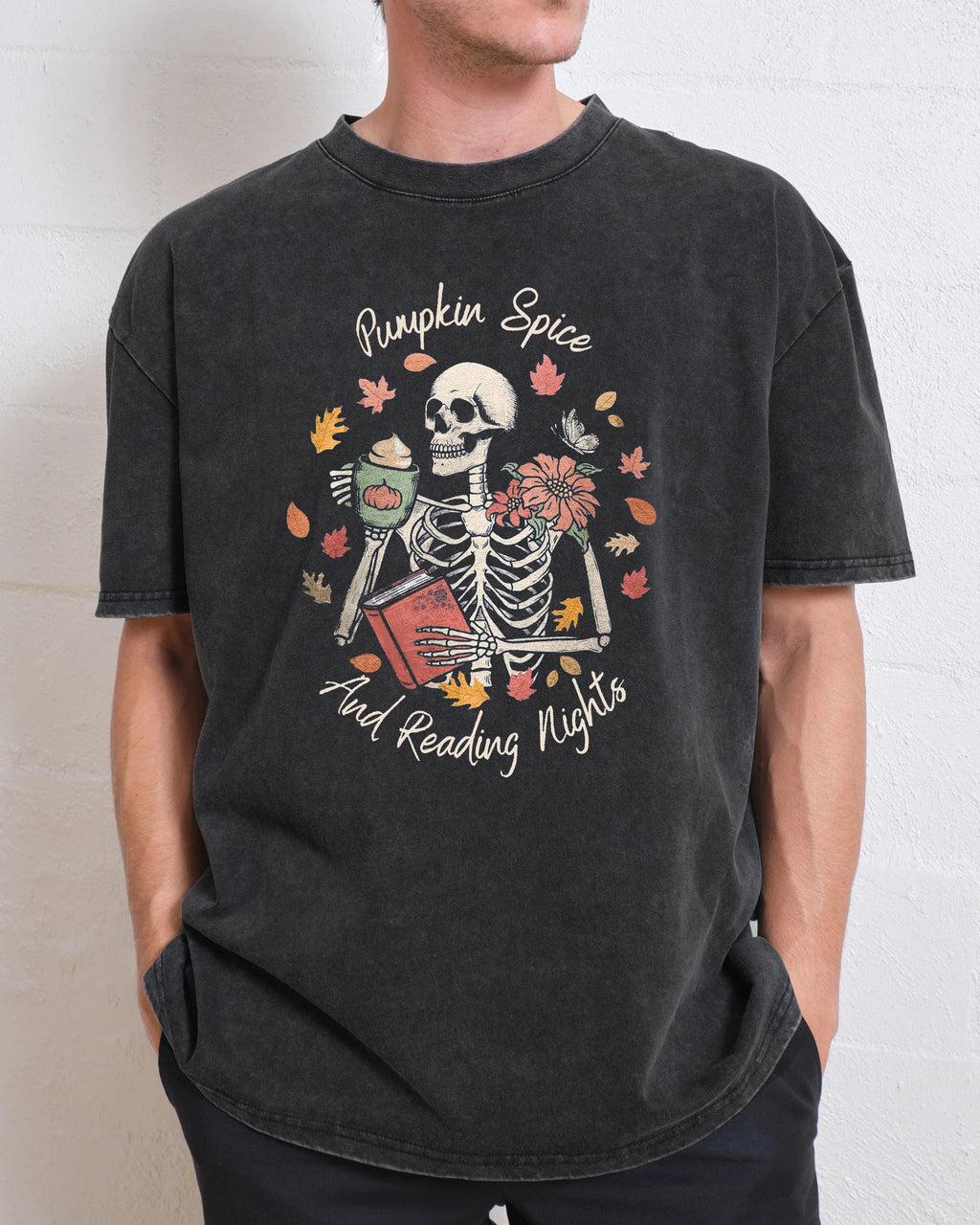Pumpkin Spice And Reading Nights Washed T-Shirt