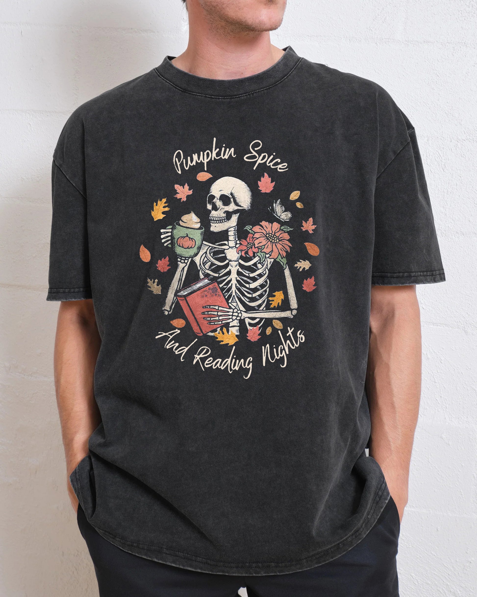 Pumpkin Spice And Reading Nights Washed T-Shirt
