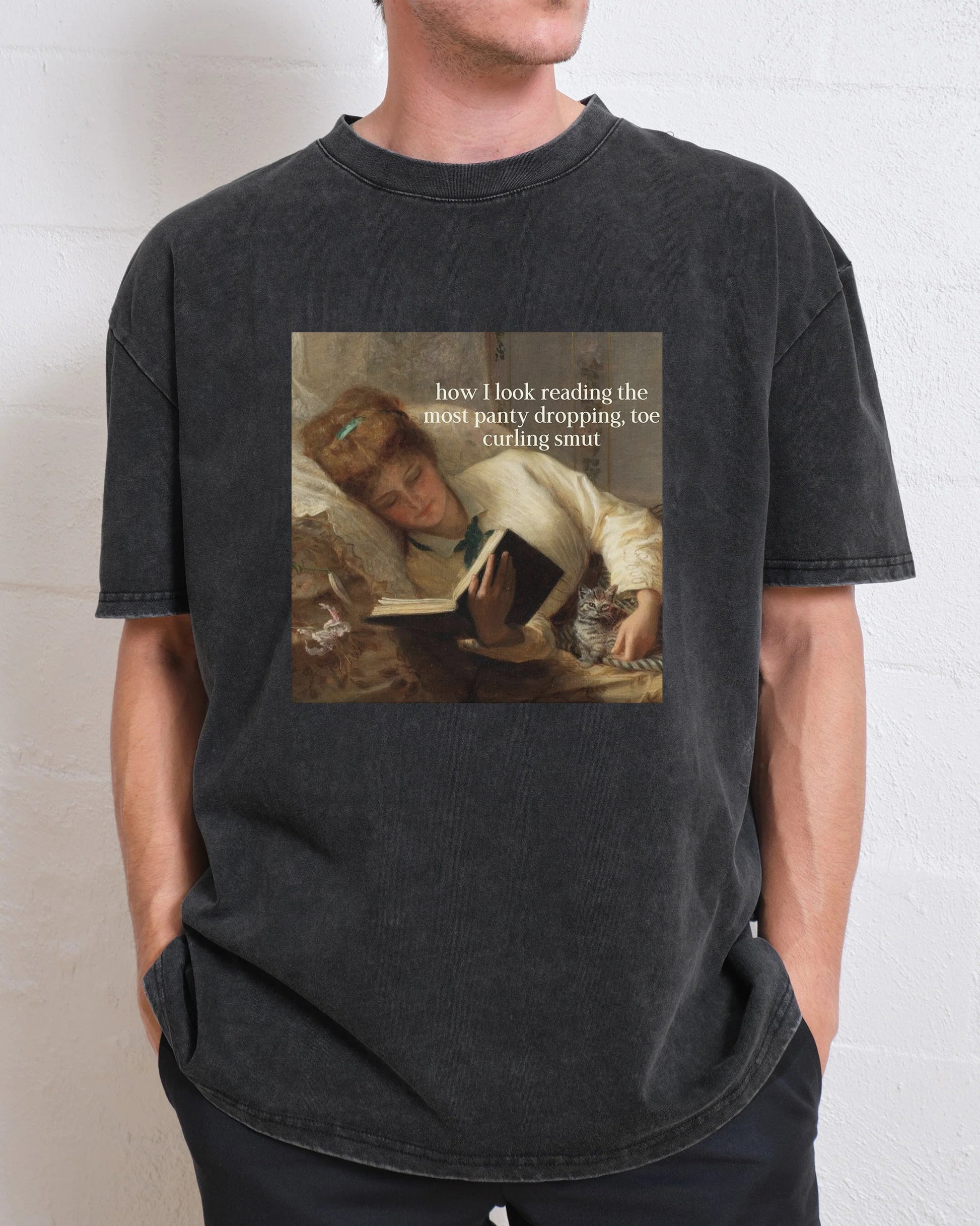Renaissance Painting Reading Straight-Faced Meme Washed T-Shirt