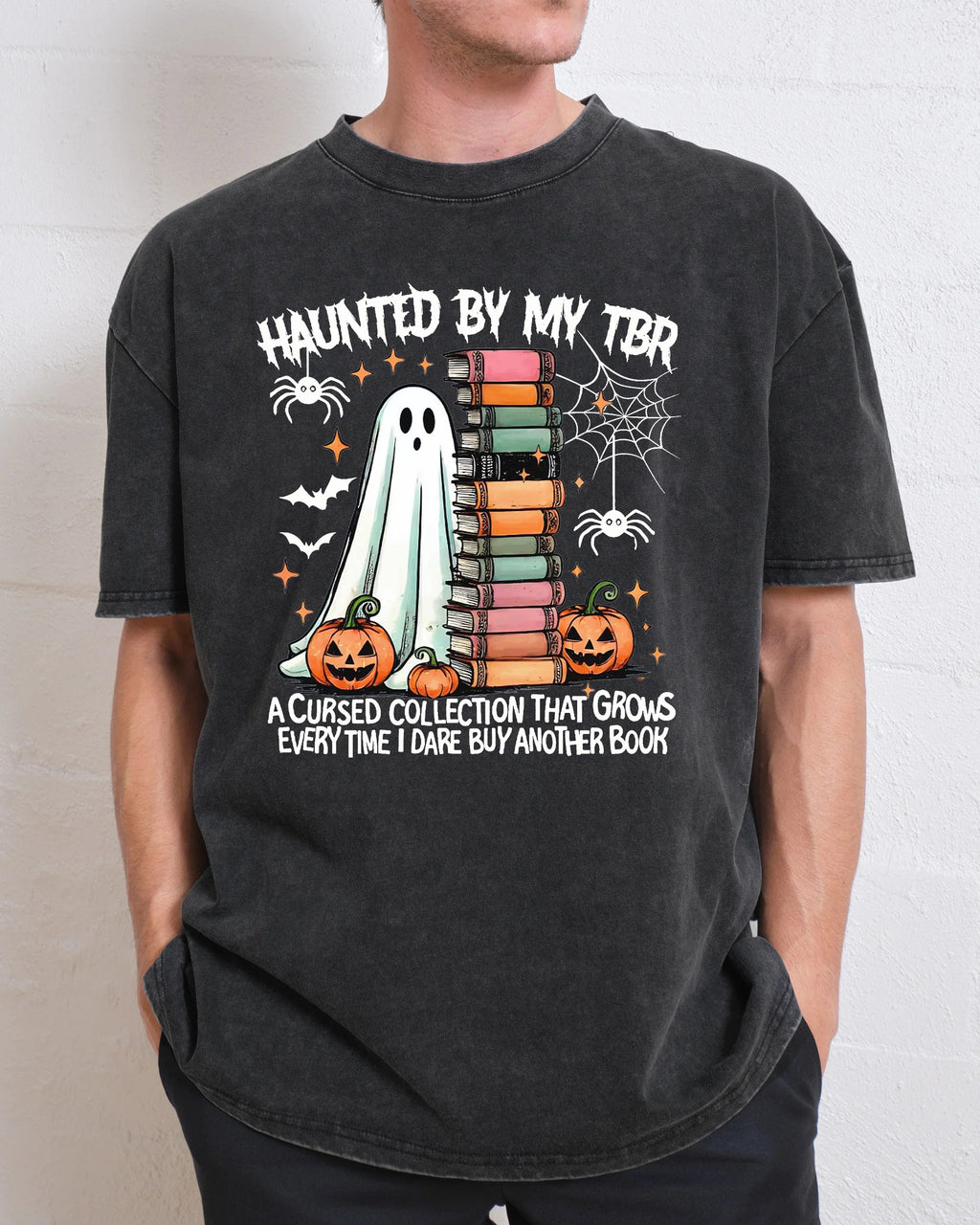 Haunted By My TBR Halloween Washed T-Shirt