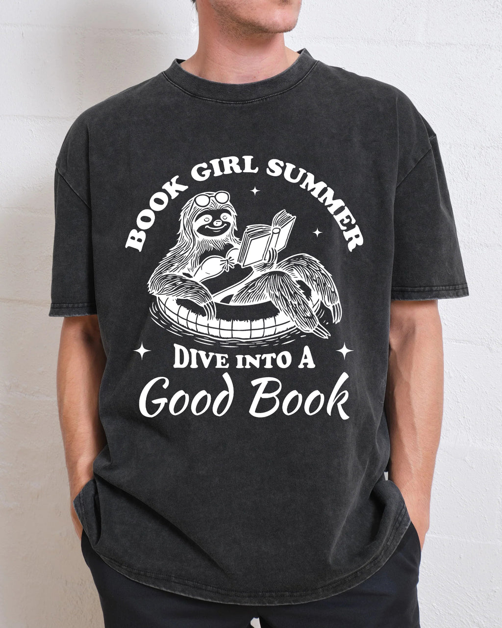 Book Girl Summer Dive Into A Good Book Washed T-Shirt