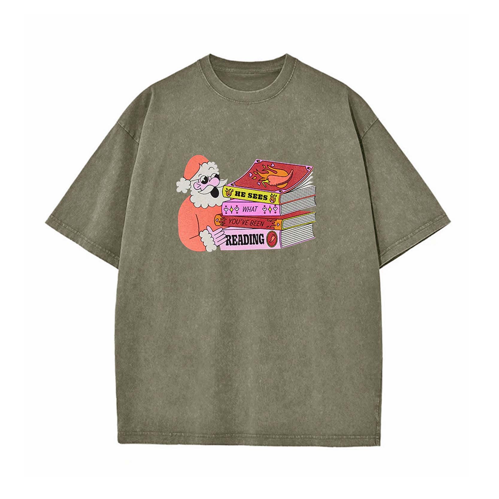 Santa: He Sees What You've Been Reading T-Shirt