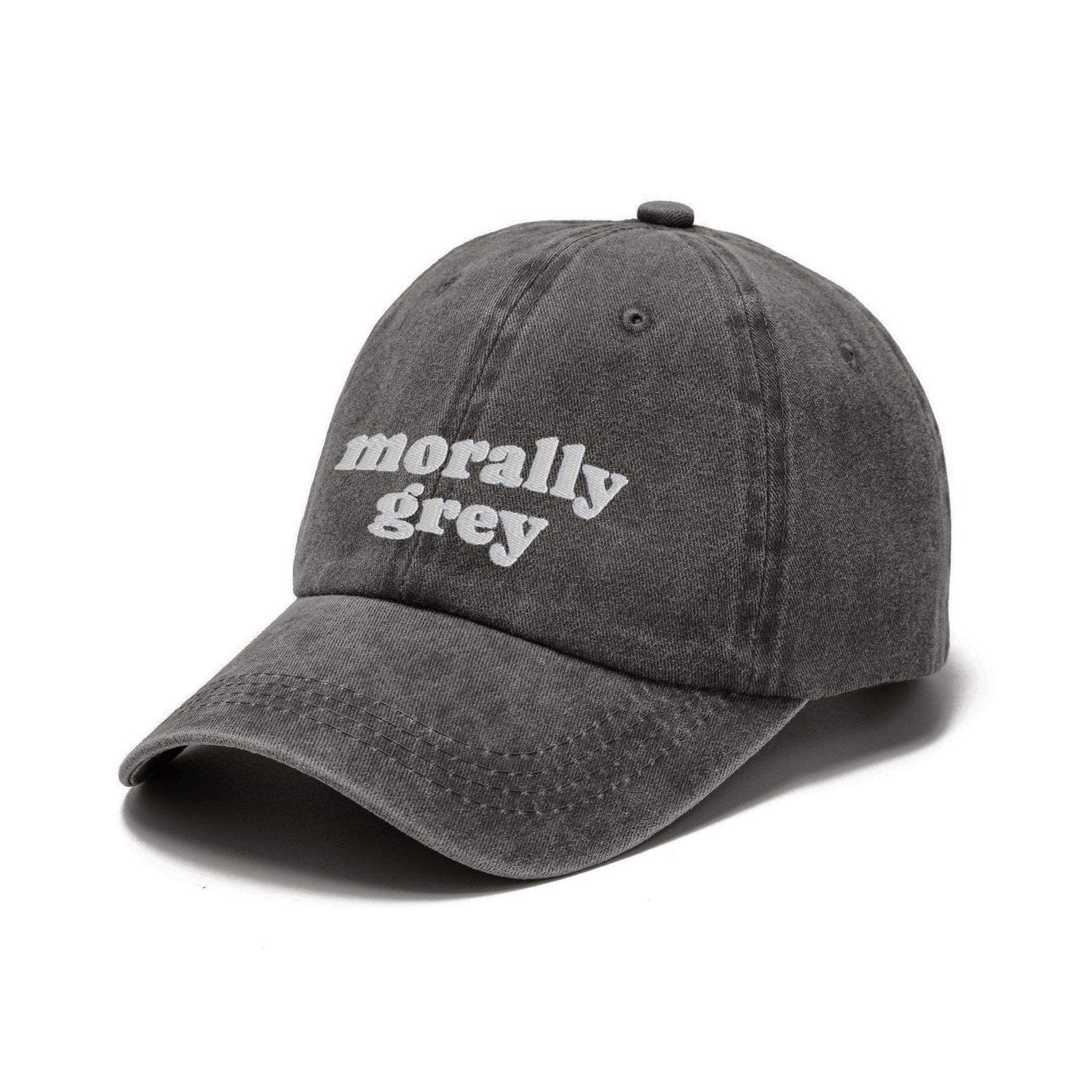 Morally Grey Embroidered Washed Cap