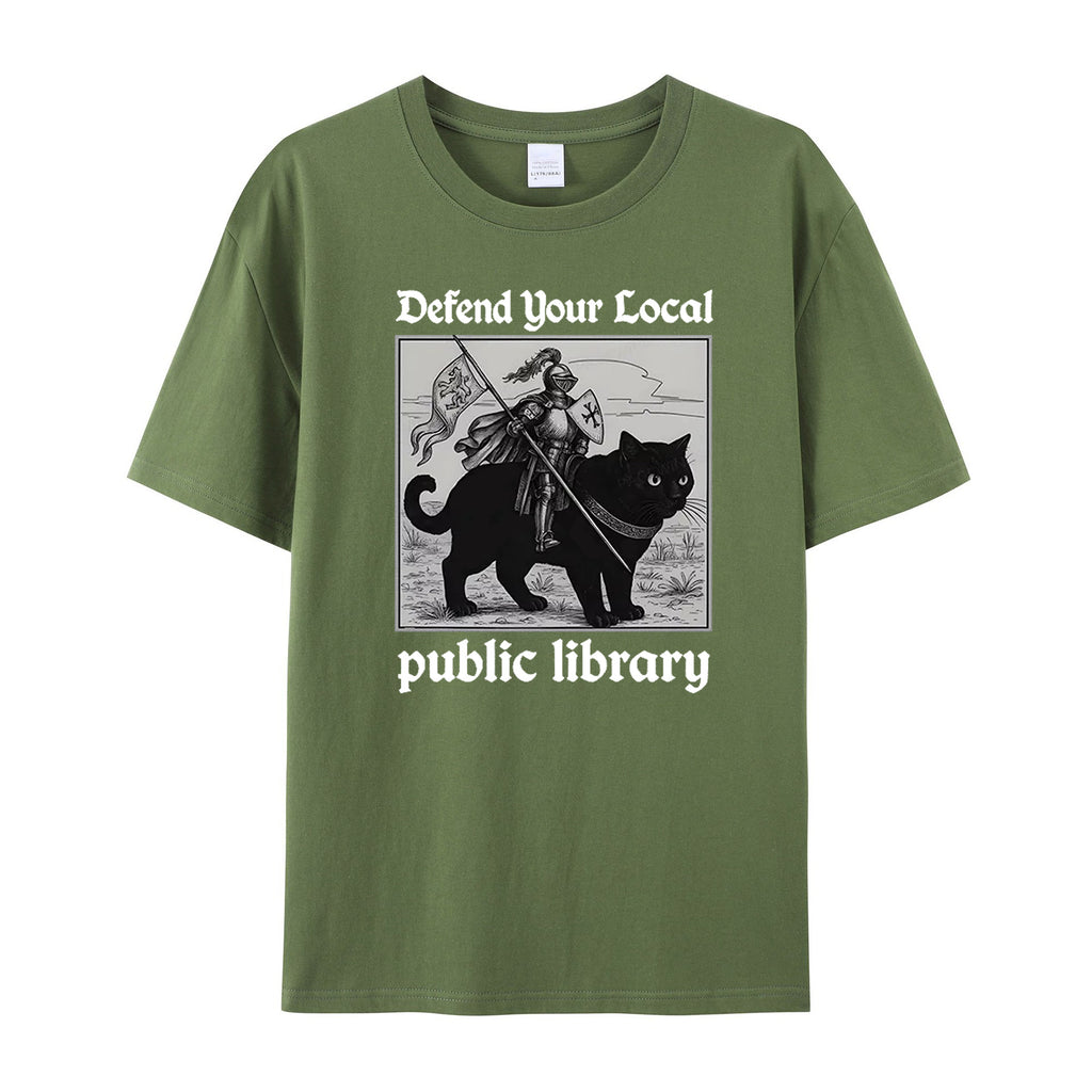 Defend Your Local public library cotton T-shirt