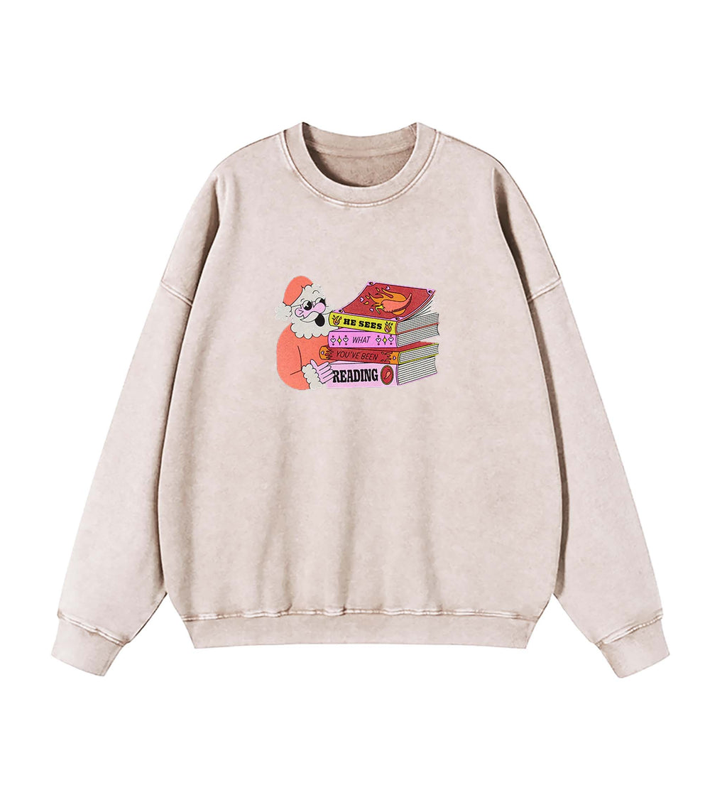 Santa: He Sees What You've Been Reading Sweatshirt