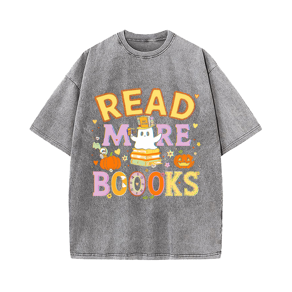 Funny Teacher Halloween Cute Booooks Ghost Read More Books T-Shirt
