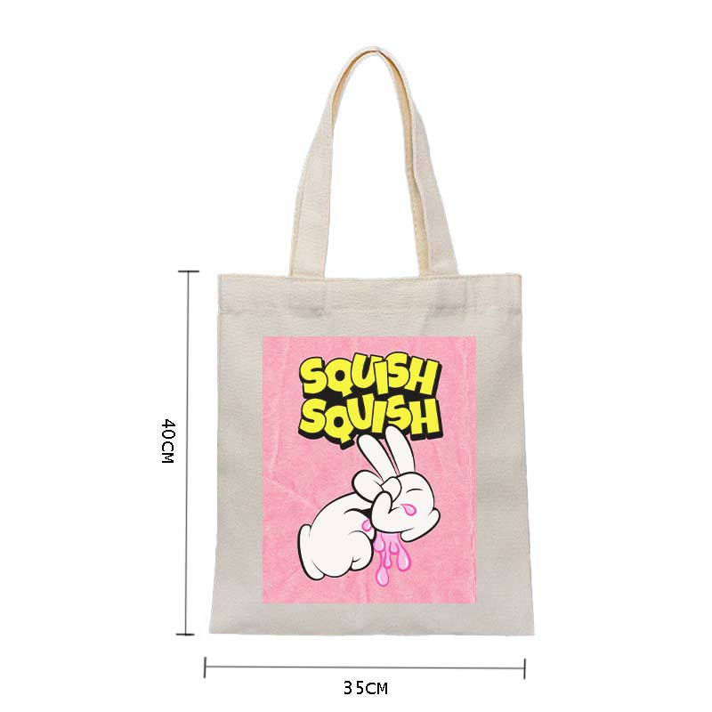 Sad bunny cries pink squish squish aromantic Canvasbag