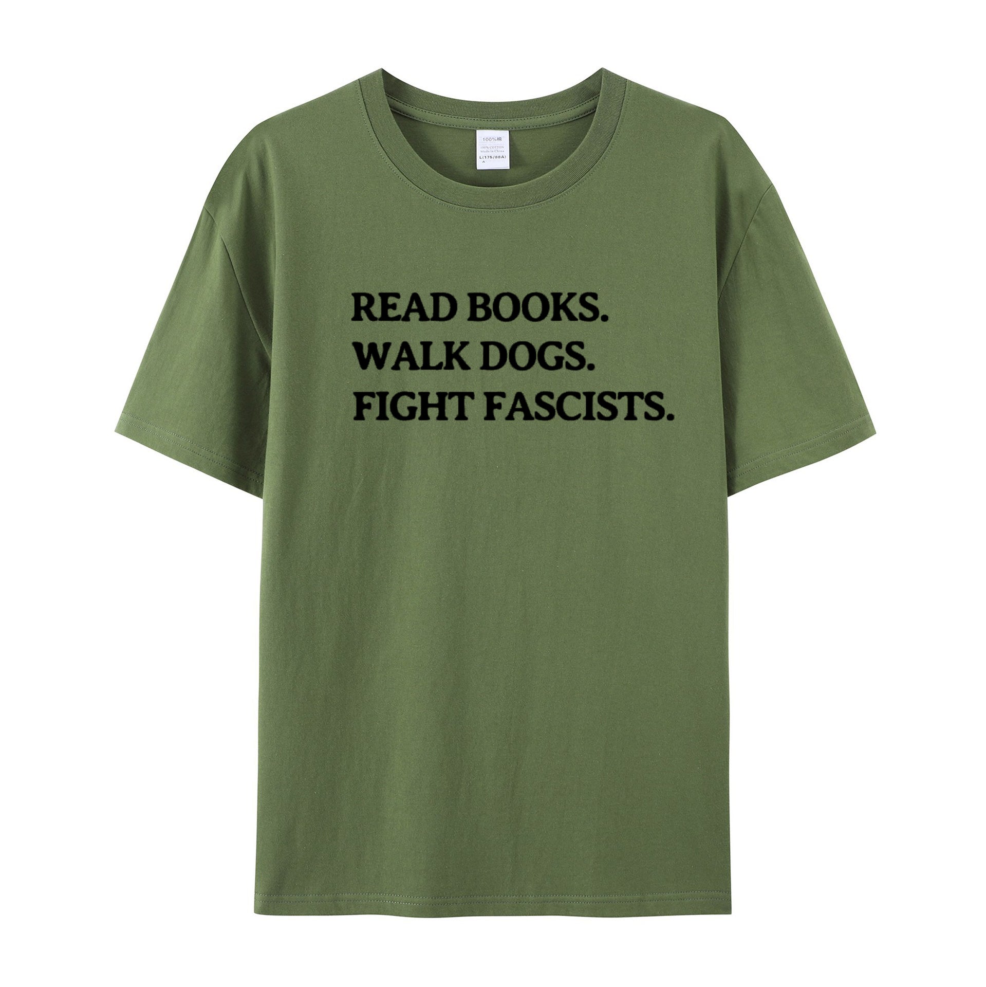 Read Books Walk Dogs And Fight cotton T-shirt