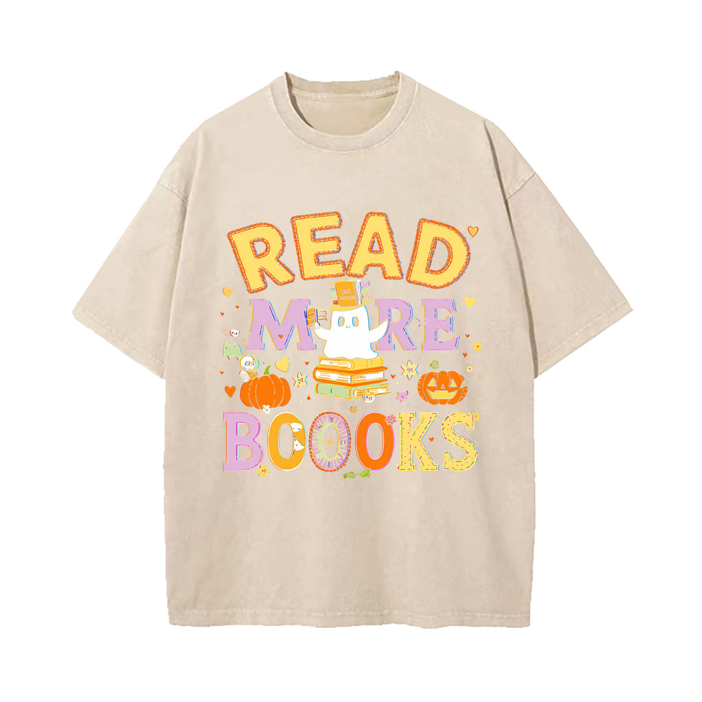 Funny Teacher Halloween Cute Booooks Ghost Read More Books T-Shirt