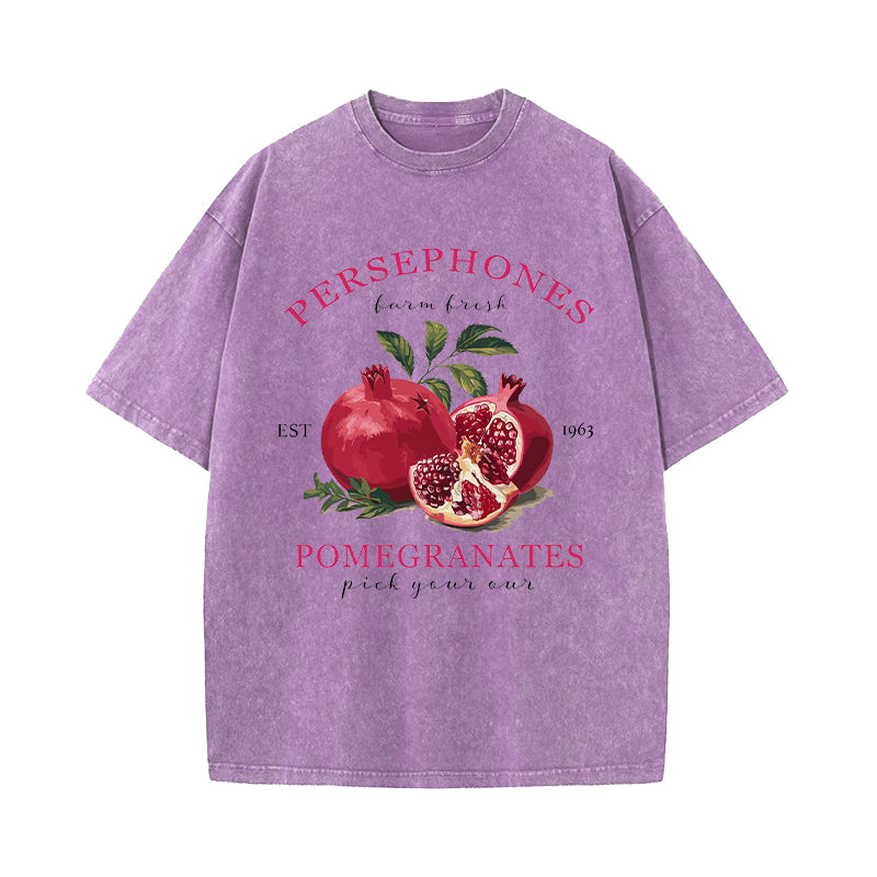 Persephone's Pomegranates Greek Mythology Washed T-Shirt