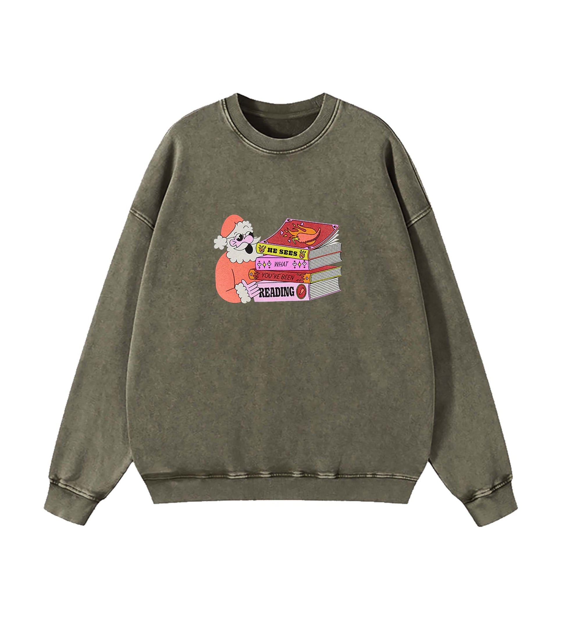 Santa: He Sees What You've Been Reading Sweatshirt