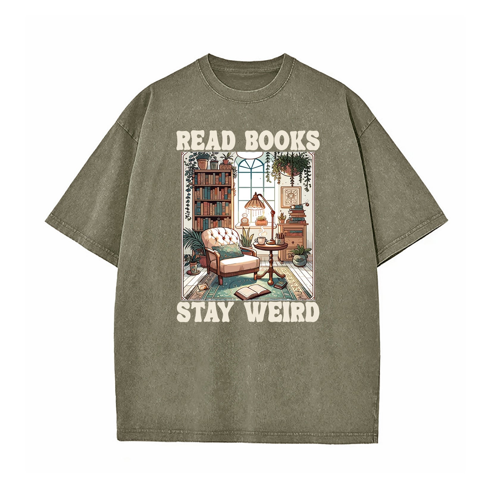 Read Books Stay Weird Book Lover Washed T-Shirt