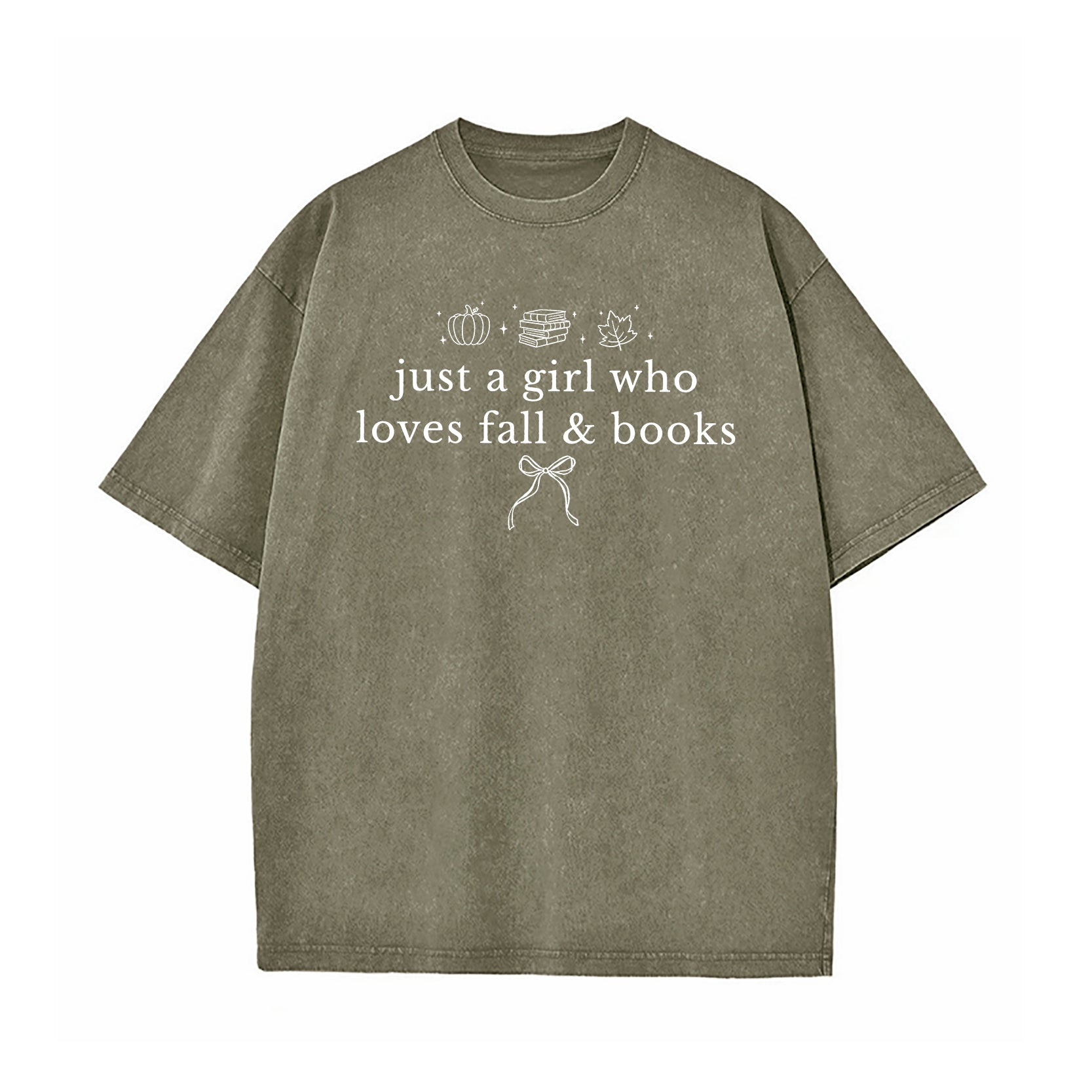 Just A Girl Who Loves Fall And Books Washed T-Shirt