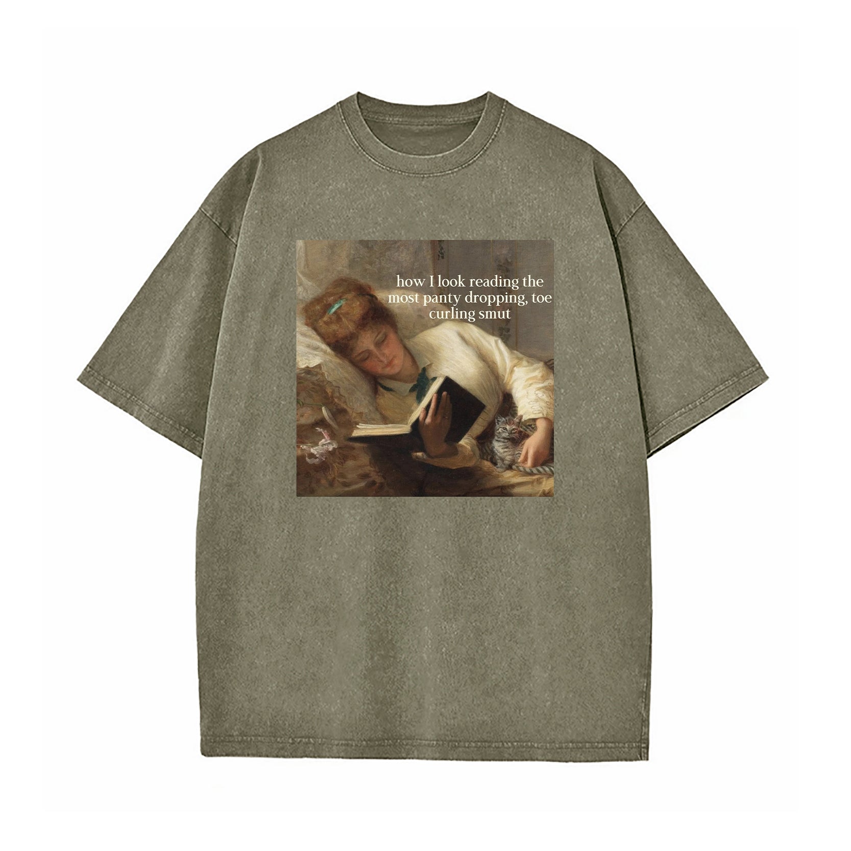 Renaissance Painting Reading Straight-Faced Meme Washed T-Shirt