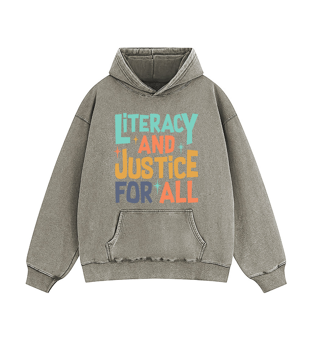 Literacy And Justice For All Washed Hoodie