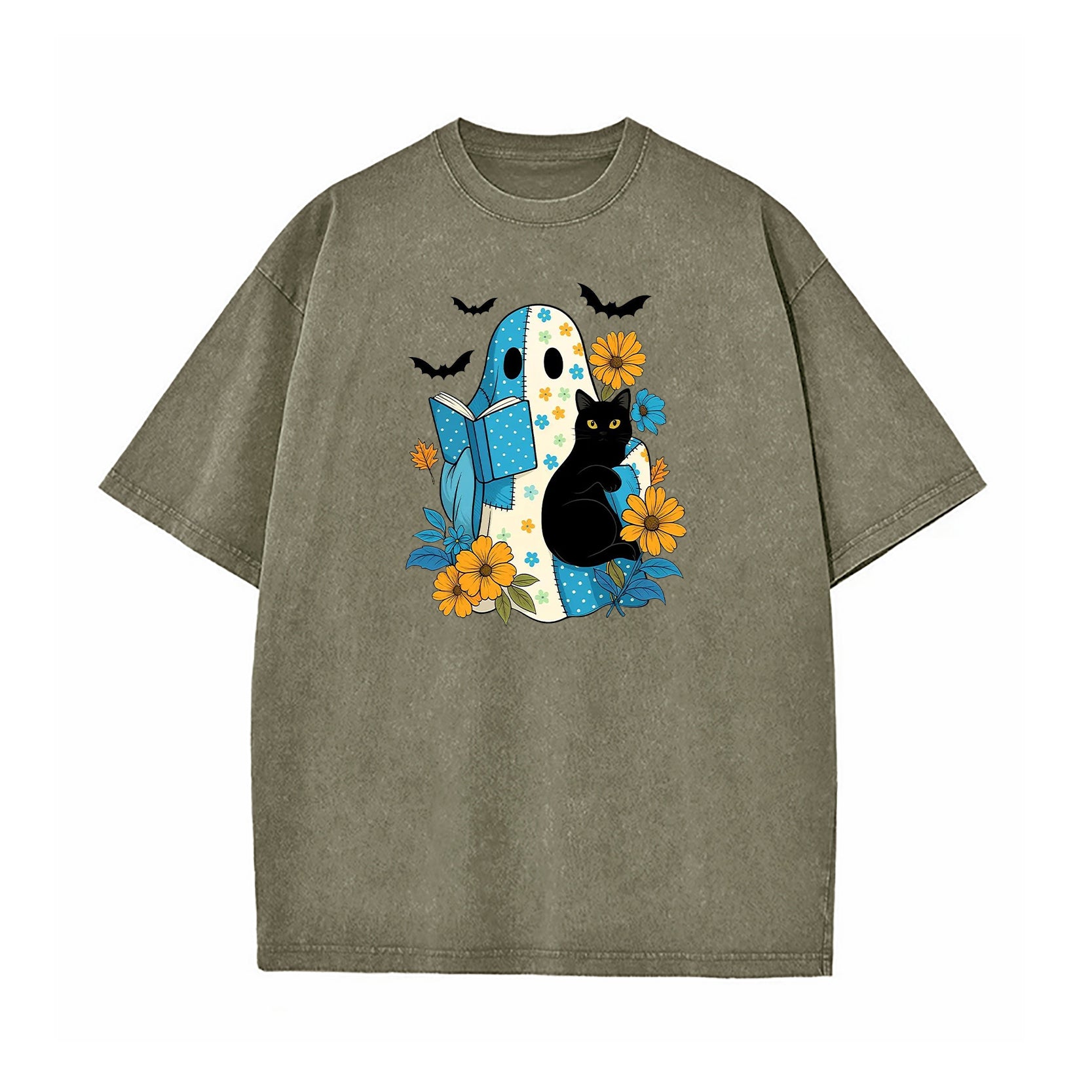 Blue Denim Patchwork Ghost Washed T-Shirt