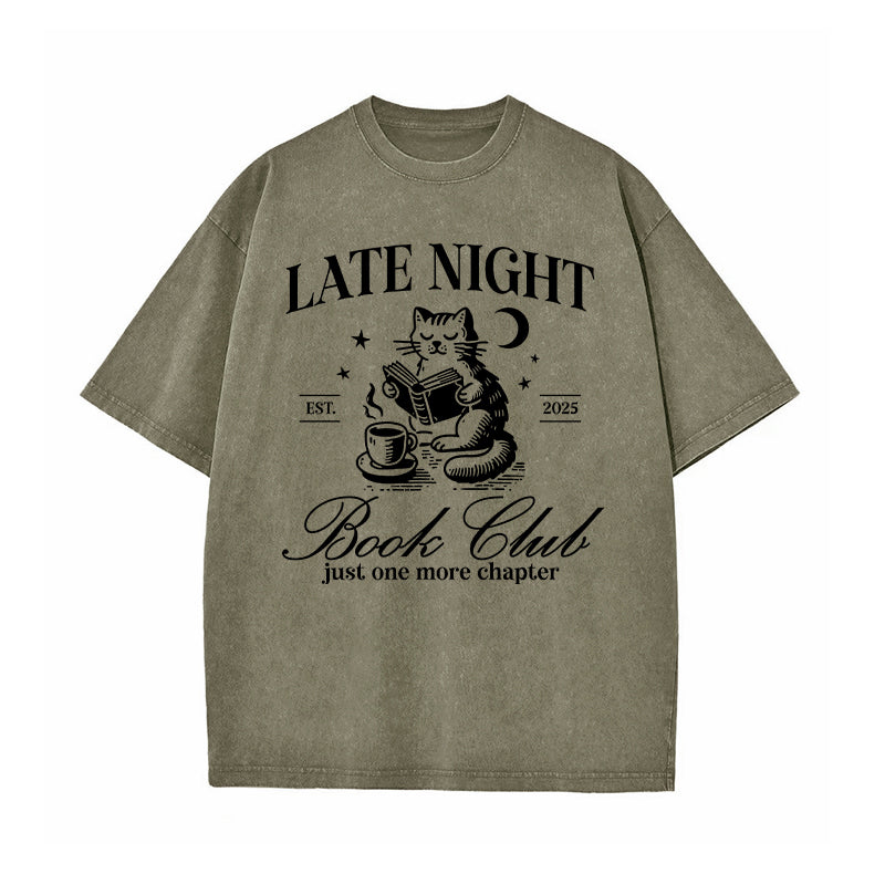 Late Night Book Club Washed T-Shirt