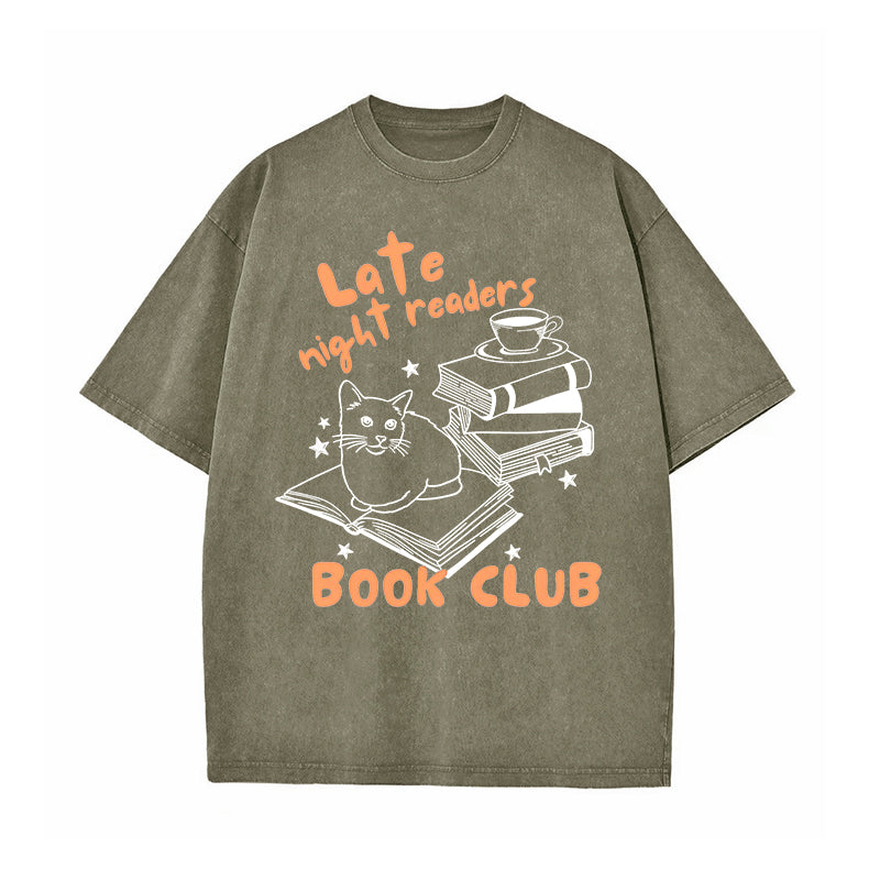 Late Night Readers Book Club Washed T-Shirt