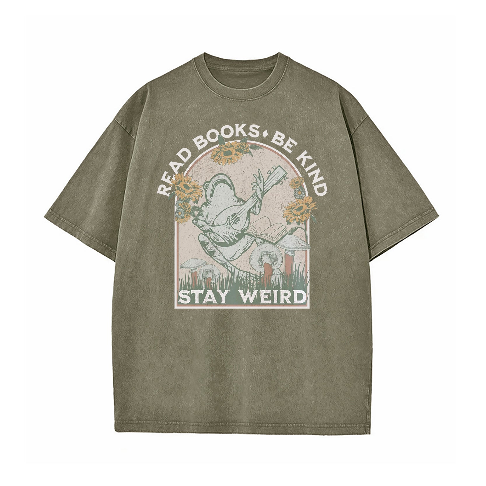 Read Books Be Kind Stay Weird Washed T-Shirt