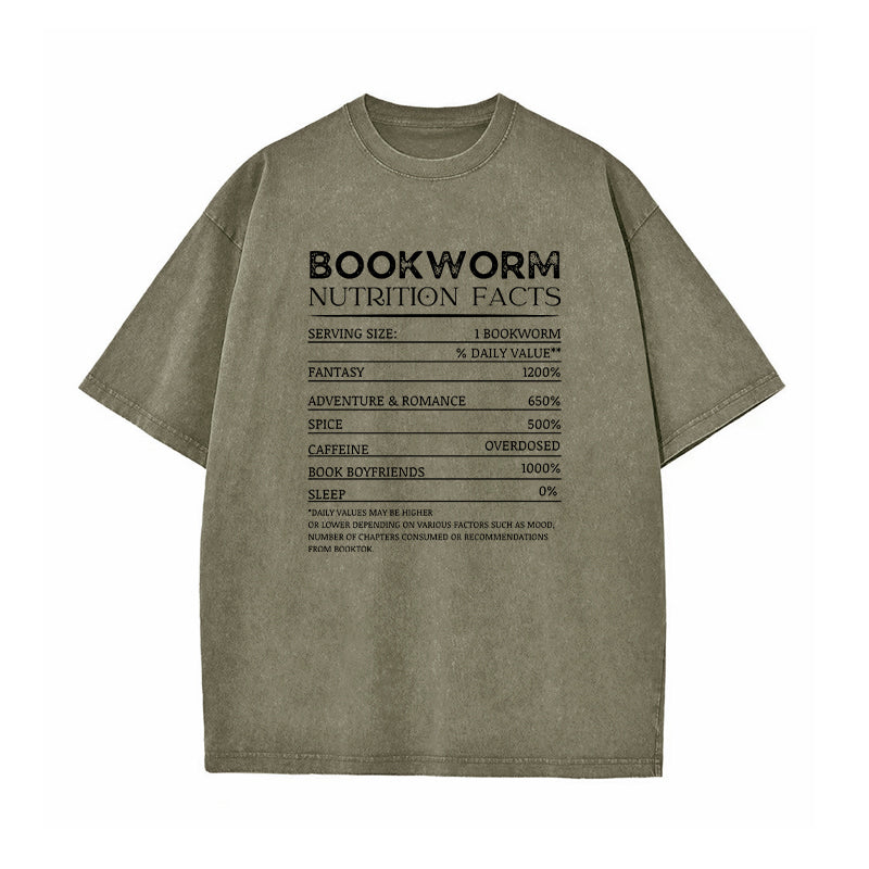 Bookworm Nutrition Facts Washed T-Shirt