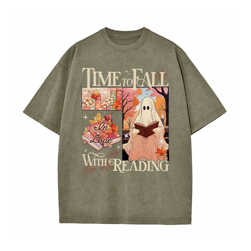 Time To Fall In Love With Reading Washed T-Shirt