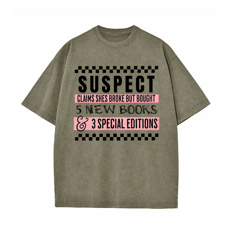 Suspect Book Lover Washed T-Shirt
