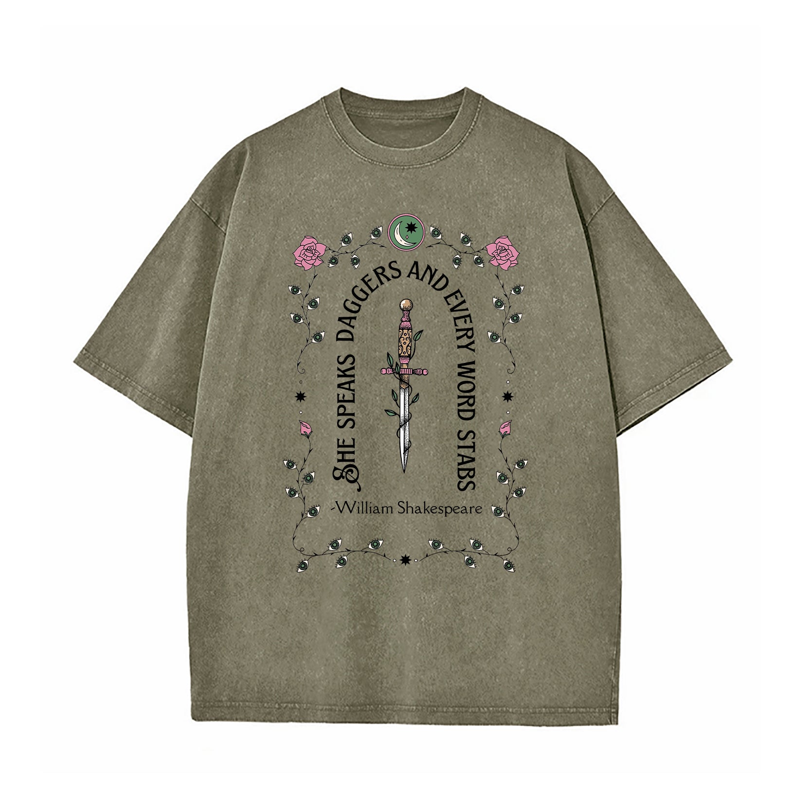 She Speaks Daggers Shakespeare Quote Washed T-Shirt