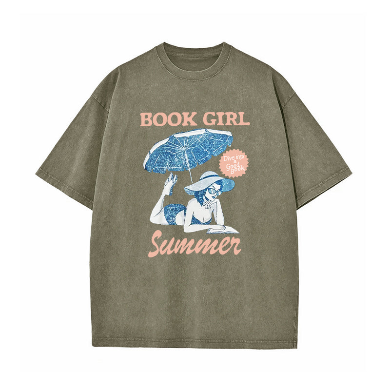 Book Girl Summer Washed T-Shirt