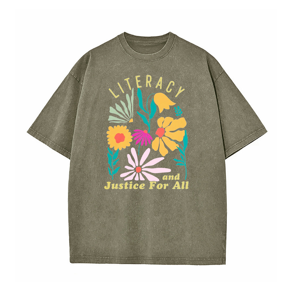 Literacy and Justice for All Washed T-Shirt