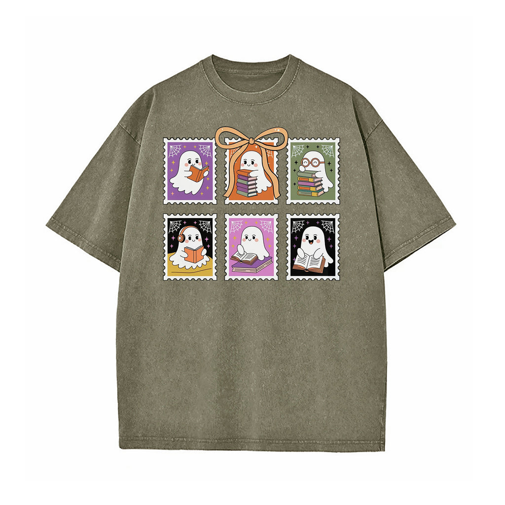 Reading Ghost Halloween Washed T-Shirt