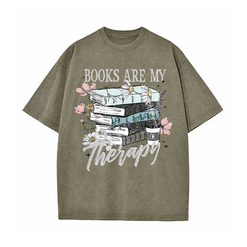 Book Are My Therapy Washed T-Shirt