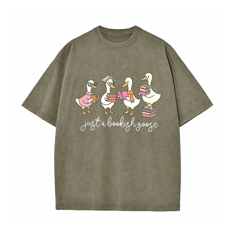 Just A Bookish Goose Washed T-Shirt