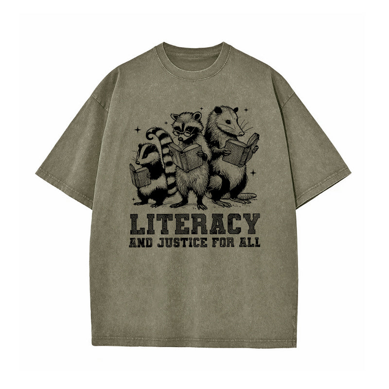 Literacy And Justice For All Washed T-Shirt
