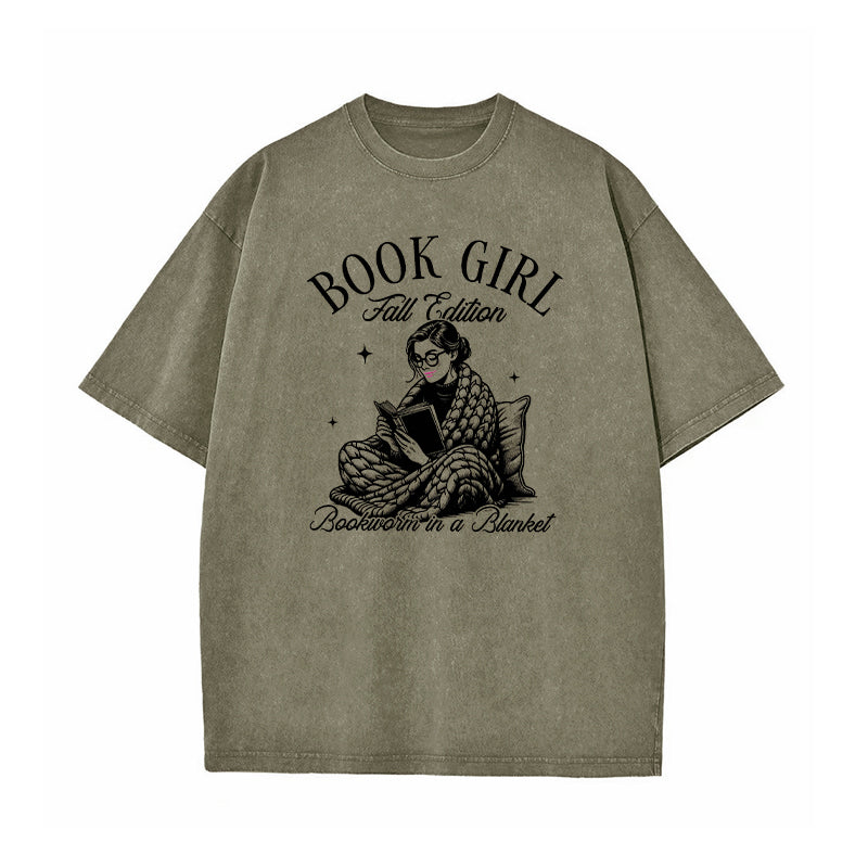 Book Girl Fall Edition Washed T-Shirt