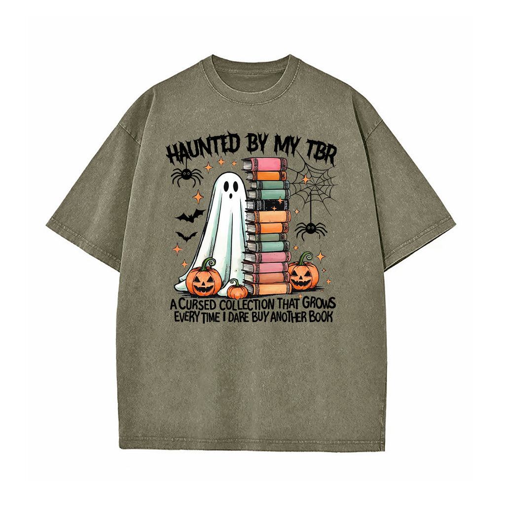 Haunted By My TBR Halloween Washed T-Shirt