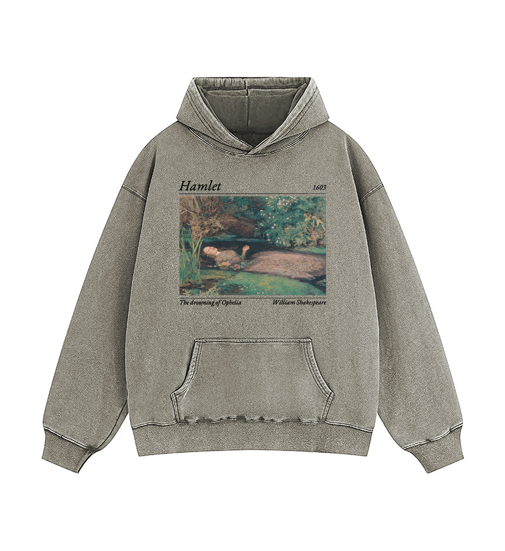 Shakespeare Hamlet And Ophelia Washed Hoodie