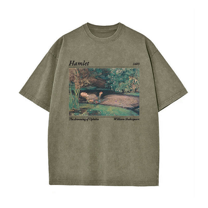 Shakespeare Hamlet And Ophelia Washed T-Shirt