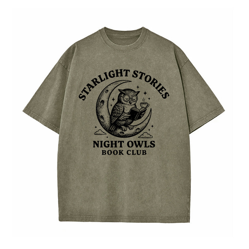 Starlight Stories Night Owls Book Club Washed T-Shirt