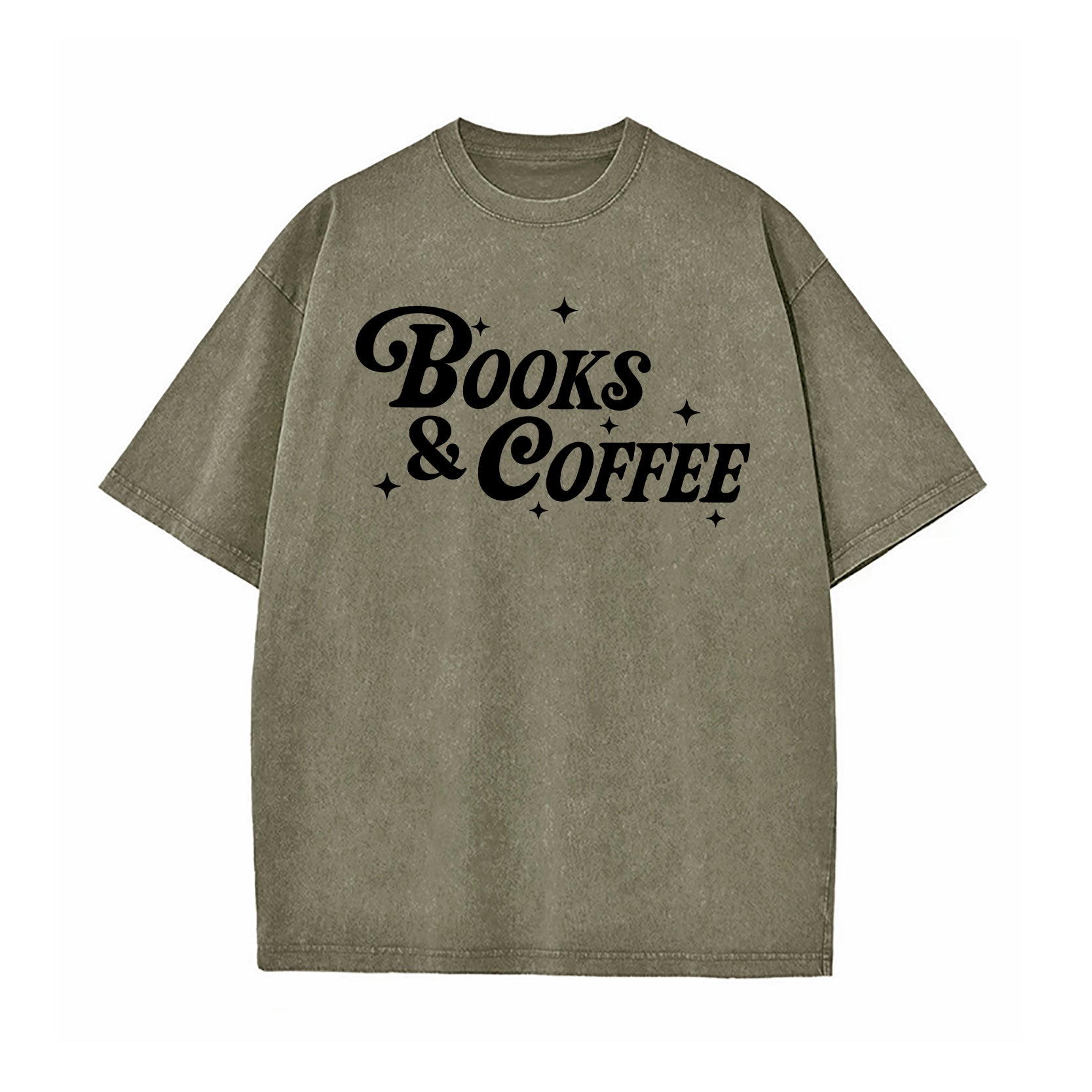 Books And Coffee Washed T-Shirt