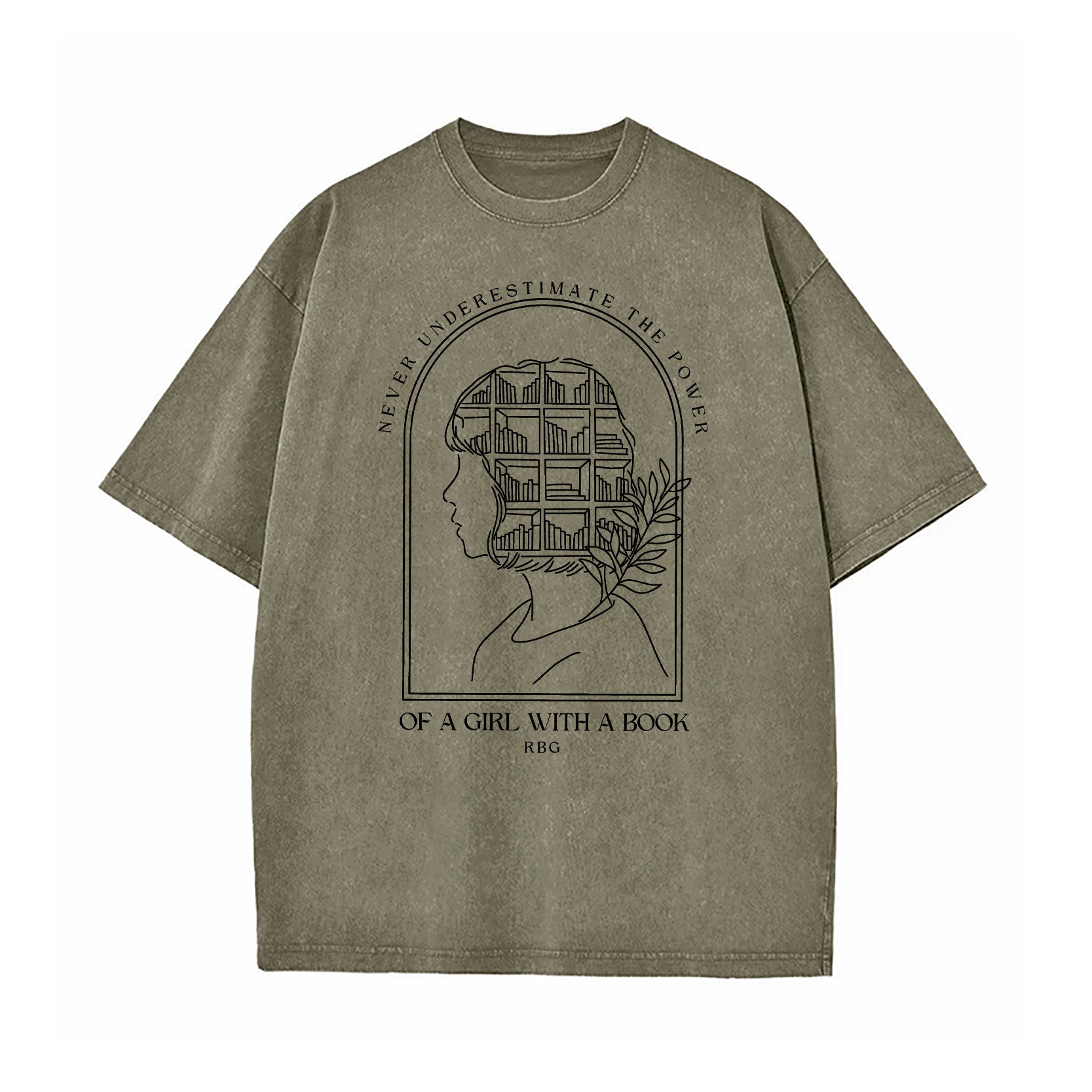 Never Underestimate The Power of A Girl With A Book Washed T-Shirt